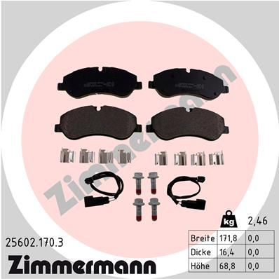 Комплект тормозных колодок, дисковый тормоз ZIMMERMANN 256021703