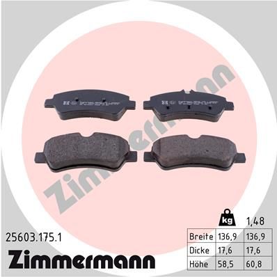 Комплект тормозных колодок, дисковый тормоз ZIMMERMANN 256031751