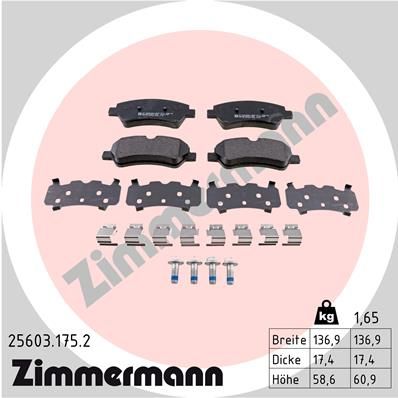 Комплект тормозных колодок, дисковый тормоз ZIMMERMANN 256031752