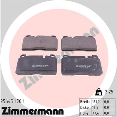 Комплект тормозных колодок, дисковый тормоз ZIMMERMANN 256431701