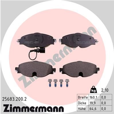 Комплект тормозных колодок, дисковый тормоз ZIMMERMANN 256832002