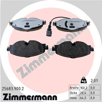 Комплект тормозных колодок, дисковый тормоз ZIMMERMANN 256839002