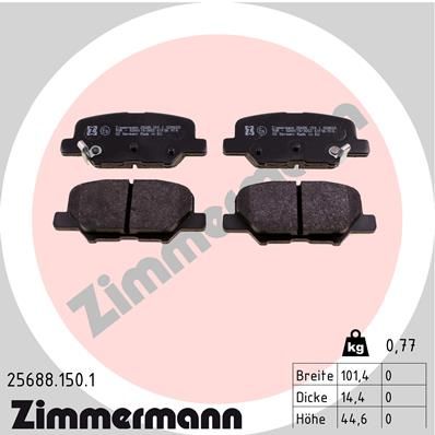 Комплект тормозных колодок, дисковый тормоз ZIMMERMANN 256881501