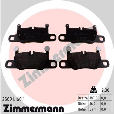 Комплект тормозных колодок, дисковый тормоз ZIMMERMANN 256911601