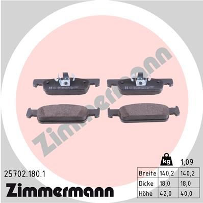 Комплект тормозных колодок, дисковый тормоз ZIMMERMANN 257021801