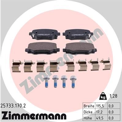 Комплект тормозных колодок, дисковый тормоз ZIMMERMANN 257331702