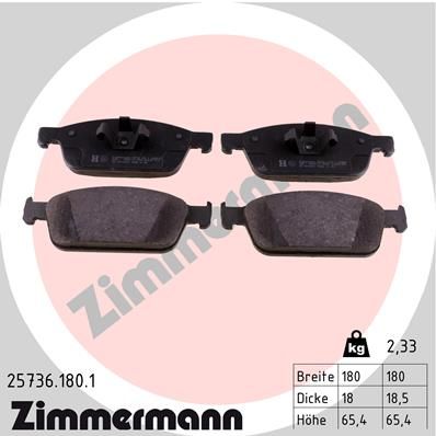 Комплект тормозных колодок, дисковый тормоз ZIMMERMANN 257361801
