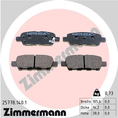 Комплект тормозных колодок, дисковый тормоз ZIMMERMANN 257781401