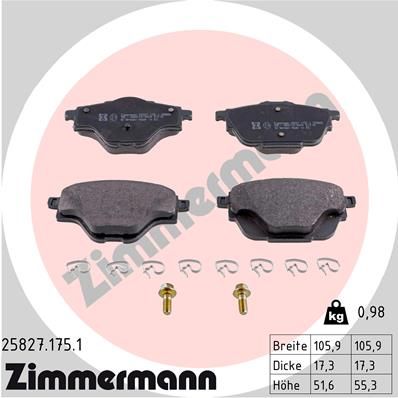 Комплект тормозных колодок, дисковый тормоз ZIMMERMANN 258271751