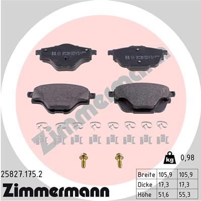 Комплект тормозных колодок, дисковый тормоз ZIMMERMANN 258271752