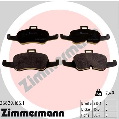 Комплект тормозных колодок, дисковый тормоз ZIMMERMANN 258291651