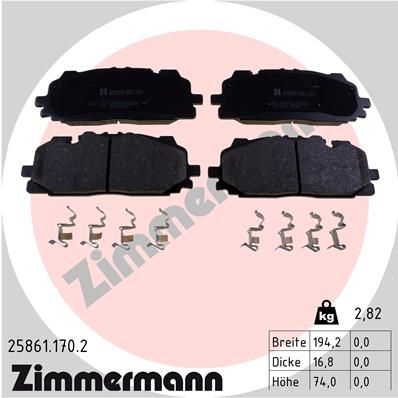 Комплект тормозных колодок, дисковый тормоз ZIMMERMANN 258611702