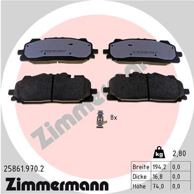 Комплект тормозных колодок, дисковый тормоз ZIMMERMANN 258619702