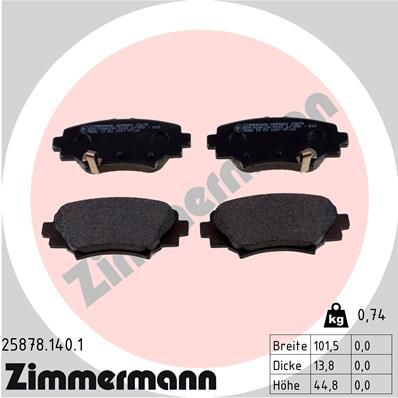 Комплект тормозных колодок, дисковый тормоз ZIMMERMANN 258781401