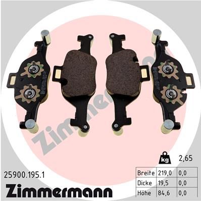 Комплект тормозных колодок, дисковый тормоз ZIMMERMANN 259001951