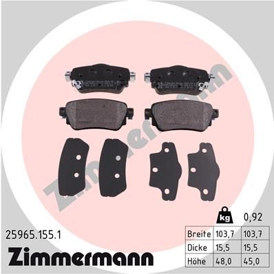 Комплект тормозных колодок, дисковый тормоз ZIMMERMANN 259651551
