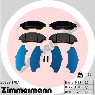 Комплект тормозных колодок, дисковый тормоз ZIMMERMANN 259791701