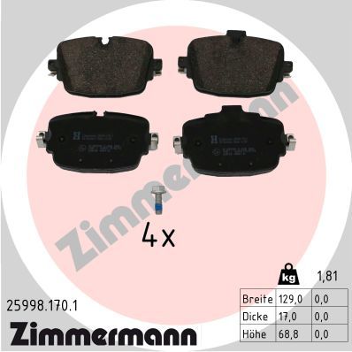 Комплект тормозных колодок, дисковый тормоз ZIMMERMANN 259981701