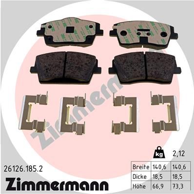 Комплект тормозных колодок, дисковый тормоз ZIMMERMANN 261261852