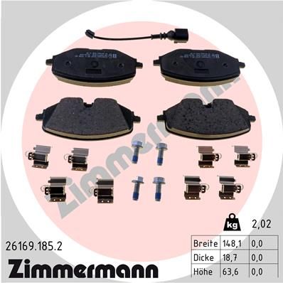 Комплект тормозных колодок, дисковый тормоз ZIMMERMANN 261691852