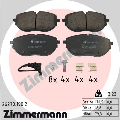 Комплект тормозных колодок, дисковый тормоз ZIMMERMANN 262701902