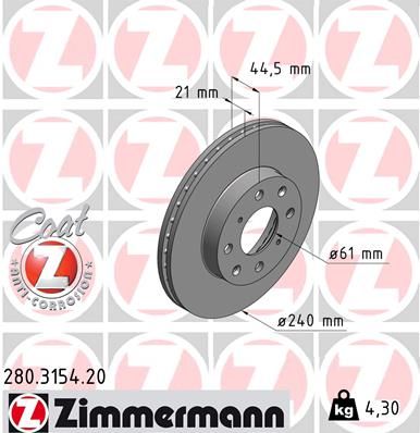 Тормозной диск ZIMMERMANN 280315420