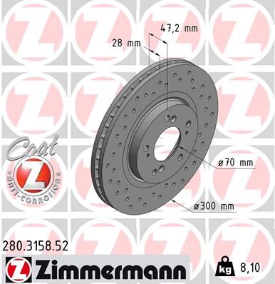 Тормозной диск ZIMMERMANN 280315852
