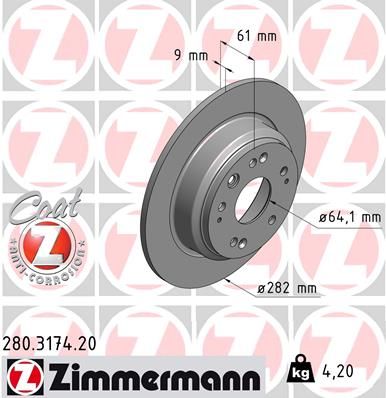 Тормозной диск ZIMMERMANN 280317420