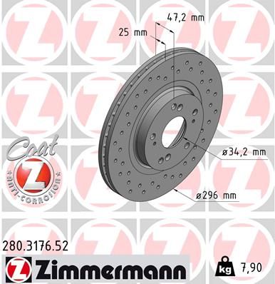 Тормозной диск ZIMMERMANN 280317652