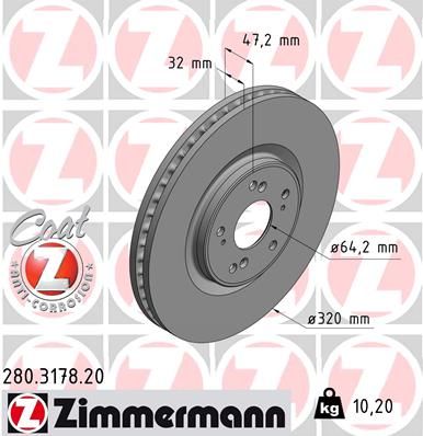 Тормозной диск ZIMMERMANN 280317820