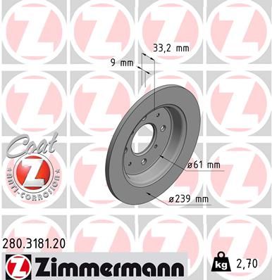Тормозной диск ZIMMERMANN 280318120