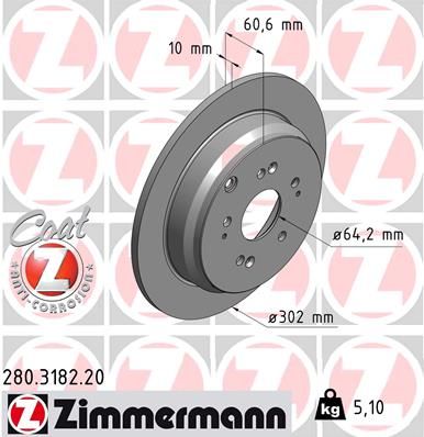 Тормозной диск ZIMMERMANN 280318220