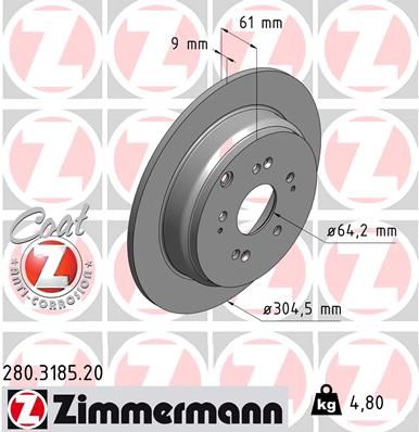 Тормозной диск ZIMMERMANN 280318520