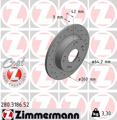 Тормозной диск ZIMMERMANN 280318652
