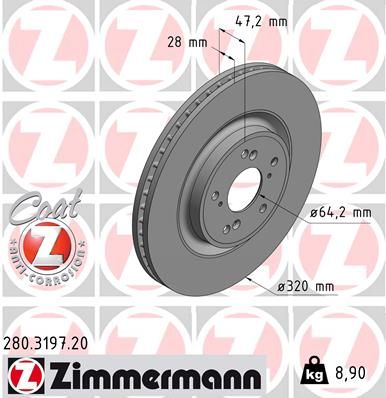 Тормозной диск ZIMMERMANN 280319720