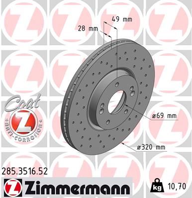Тормозной диск ZIMMERMANN 285351652