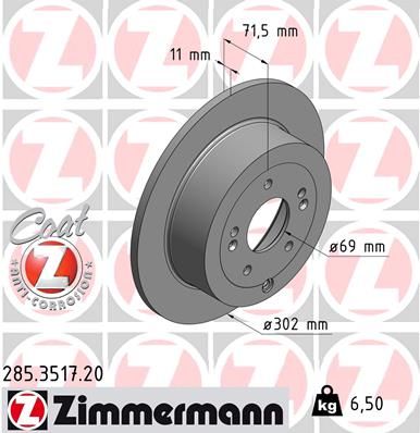 Тормозной диск ZIMMERMANN 285351720
