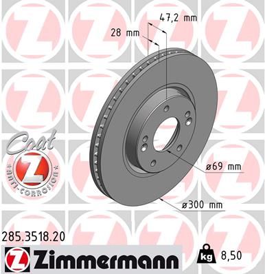 Тормозной диск ZIMMERMANN 285351820