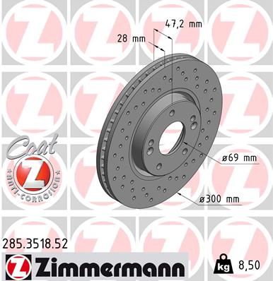 Тормозной диск ZIMMERMANN 285351852