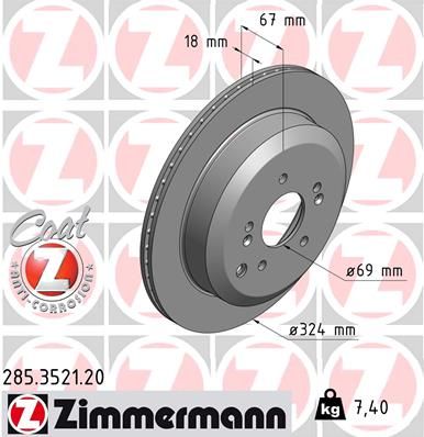 Тормозной диск ZIMMERMANN 285352120
