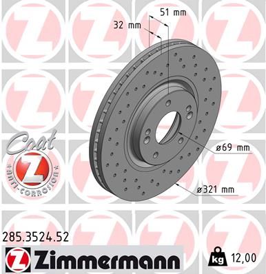 Тормозной диск ZIMMERMANN 285352452
