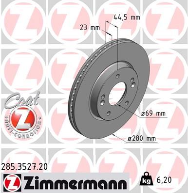 Тормозной диск ZIMMERMANN 285352720