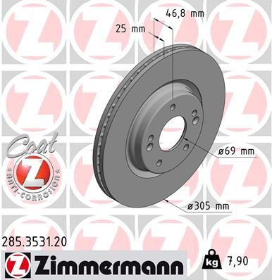 Тормозной диск ZIMMERMANN 285353120