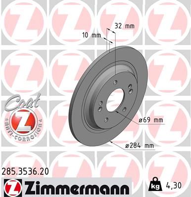 Тормозной диск ZIMMERMANN 285353620