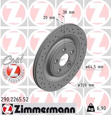 Тормозной диск ZIMMERMANN 290226552
