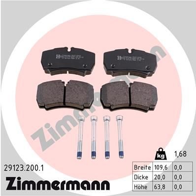Комплект тормозных колодок, дисковый тормоз ZIMMERMANN 291232001