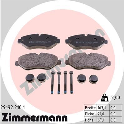Комплект тормозных колодок, дисковый тормоз ZIMMERMANN 291922101