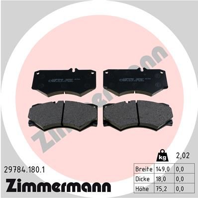 Комплект тормозных колодок, дисковый тормоз ZIMMERMANN 297841801