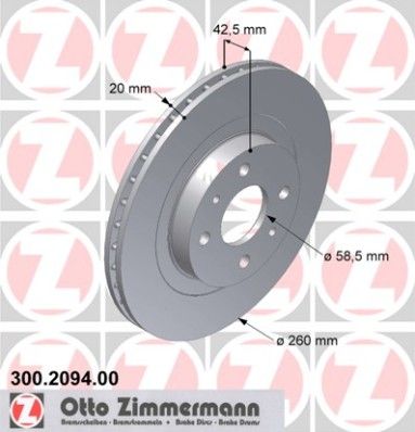 Тормозной диск ZIMMERMANN 300209400