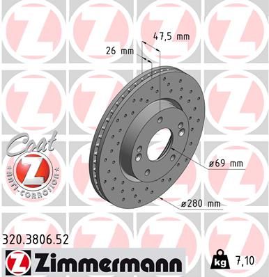 Тормозной диск ZIMMERMANN 320380652